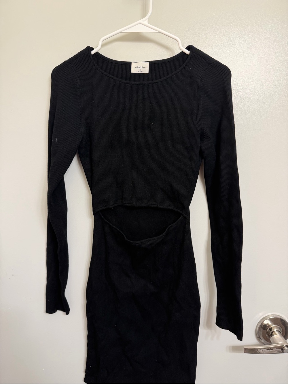 Aritzia Wilfred Free Ribbed Cut-Out Knit Mini Dress